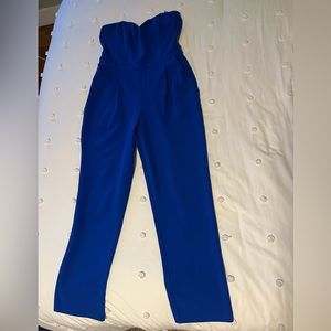 Express blue strapless jumpsuit